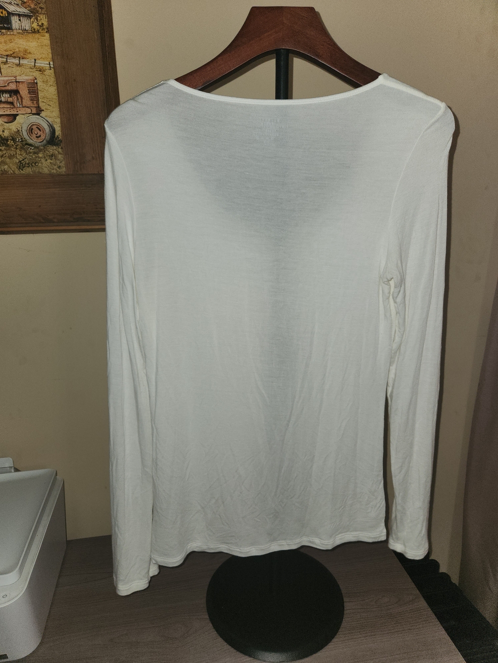 Women’s Long Sleeve Scoop Neck Tee in White Super Soft - Picture 2 of 3